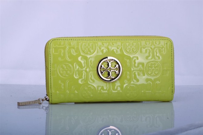 Tory Burch Embossed Lux Patent Leather Continental Wallet Green
